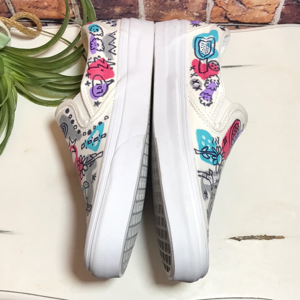 💙Vans Canvas Hand painted Christmas Edition Slip On Shoes - Picture 9 of 16